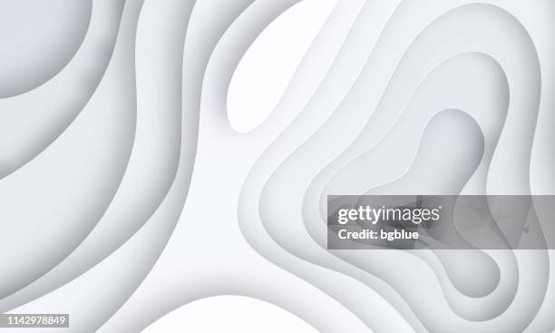 ilustraciones, imágenes clip art, dibujos animados e iconos de stock de fondo de corte de papel. formas de ondas abstractas grises-diseño 3d de moda - topografía