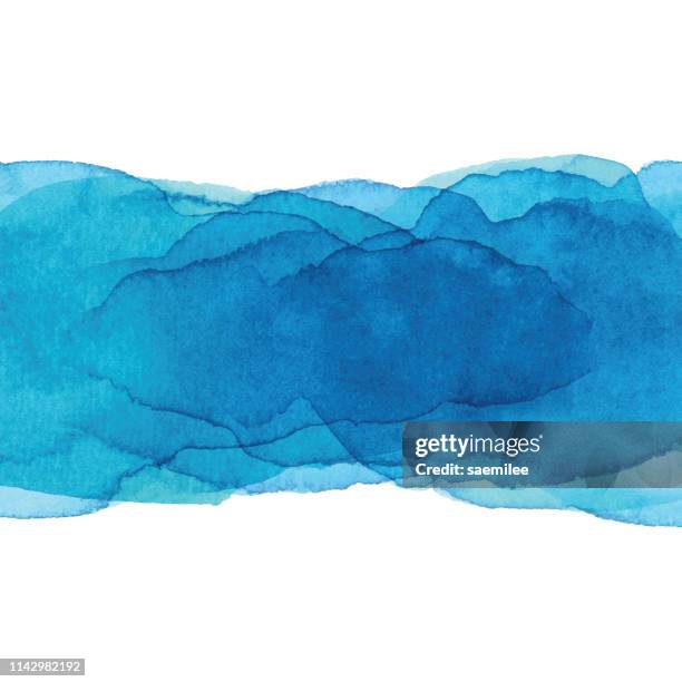 watercolor blue banner background - water splash white background stock illustrations