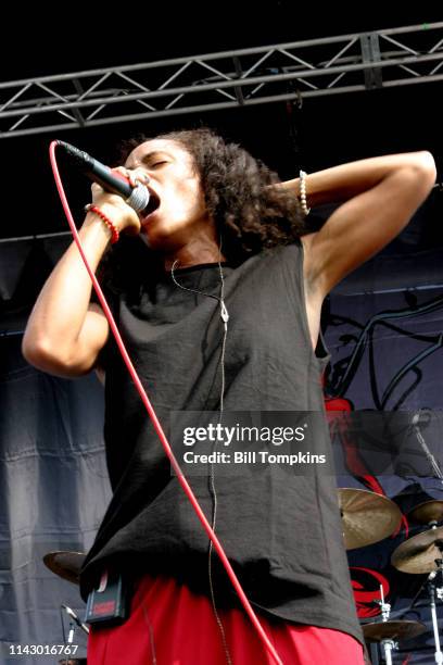 Holmdel, NJ - [ July 19, 2005 ]: Jada Pinkett Smith lead singer of the band Wicked Wisdom performs on July 19, 2005 in New Jersey.