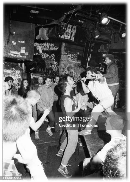 June 12, 1986]: The MOB performs hardcore thrash music at club CBGB's on June 12, 1986 in New York City.