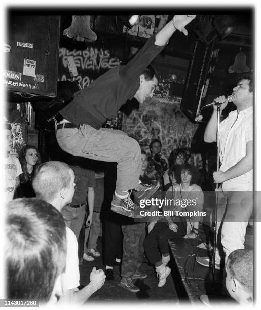 June 12, 1986]: The MOB performs hardcore thrash music at club CBGB's on June 12, 1986 in New York City.