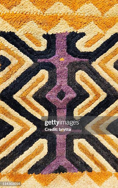 detail of african traditional kasai velvet woven by kuba tribe - democratic republic of the congo stock pictures, royalty-free photos & images