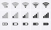 Phone bar status Icons, battery Icon, wifi signal strength