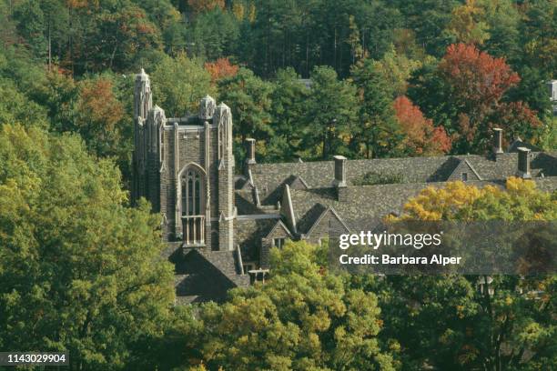 Duke University Chapel, inside the campus of Duke University in Durham, North Carolina, US, October 1988.