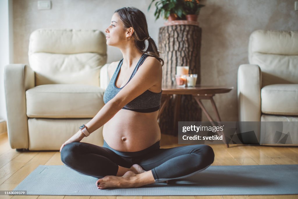 Pregnant woman exercise yoga