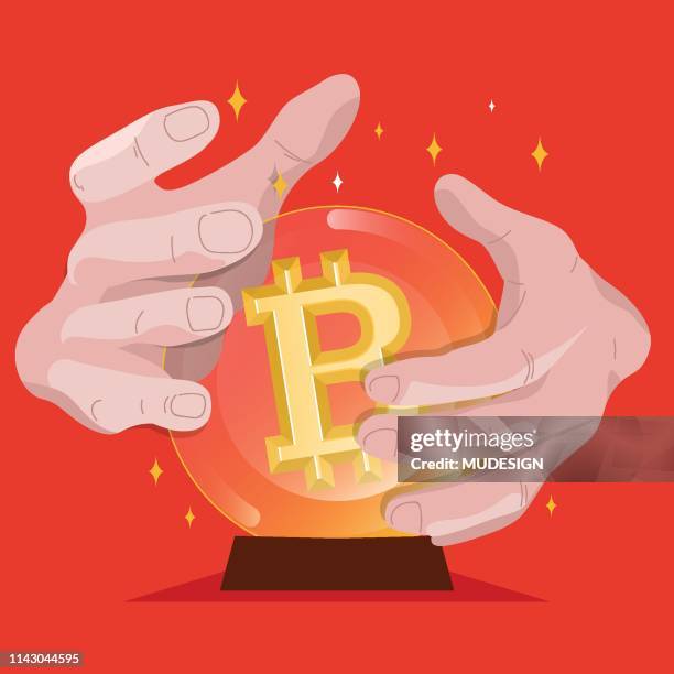 bitcoin future - magic crystal ball stock illustrations