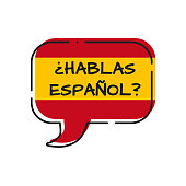 hablas espanol - do you speak spanish, bubble with spain flag