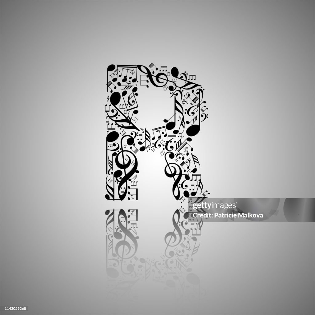 Musical Instruments Letter R Vector Letter R Made From Music Notes Alphabet Collection Made From ...