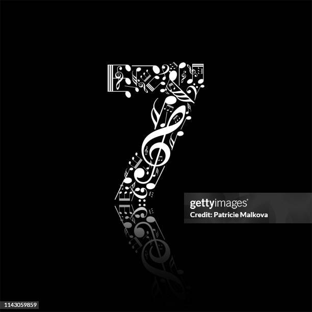 Vector Number 7 Made From Music Notes Numbers Collection Made From