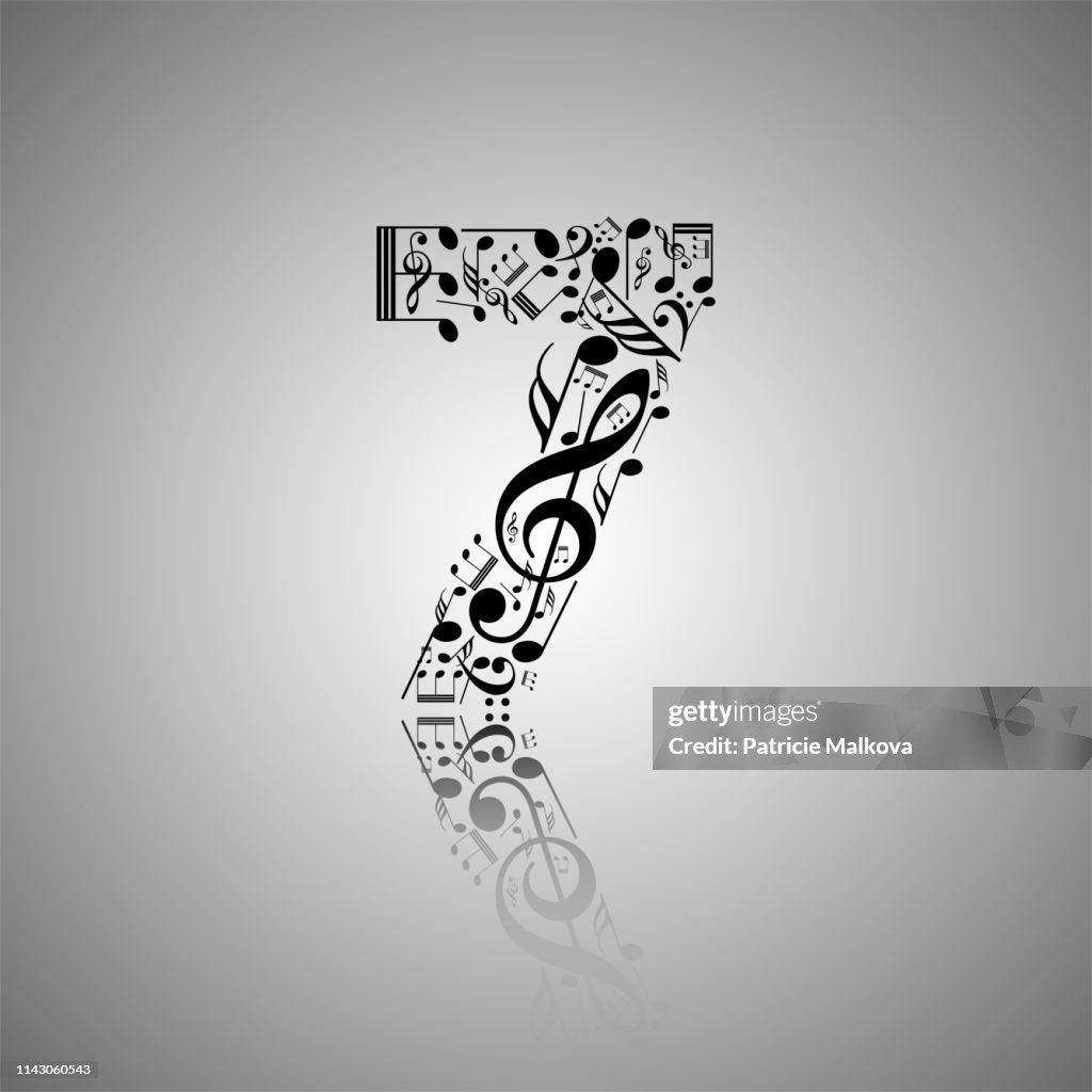 Vector Number 7 Made From Music Notes Numbers Collection Made From ...