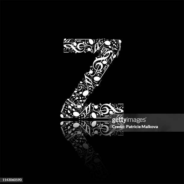 vektorbuchstabe z aus musiknoten, alphabet-sammlung aus musiknoten, musikbuchstabe - buchstabe z stock-grafiken, -clipart, -cartoons und -symbole
