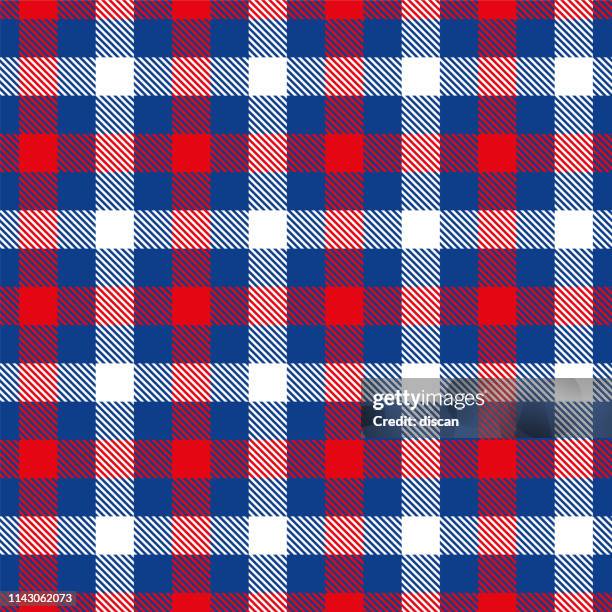 red and blue tartan plaid seamless pattern design - red plaid stock illustrations