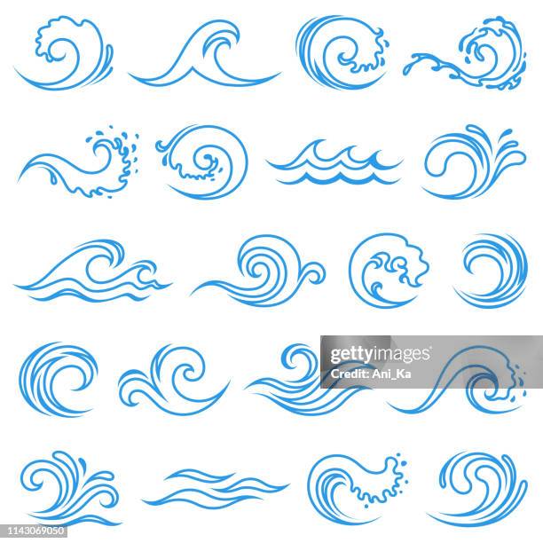 ilustrações, clipart, desenhos animados e ícones de ícones da onda - wave water