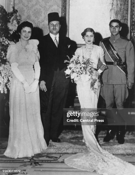 The wedding ceremony of Mohammad Reza Pahlavi , Crown Prince of Iran, and Princess Fawzia of Egypt at Abdeen Palace in Cairo, Egypt, 15th March 1939....