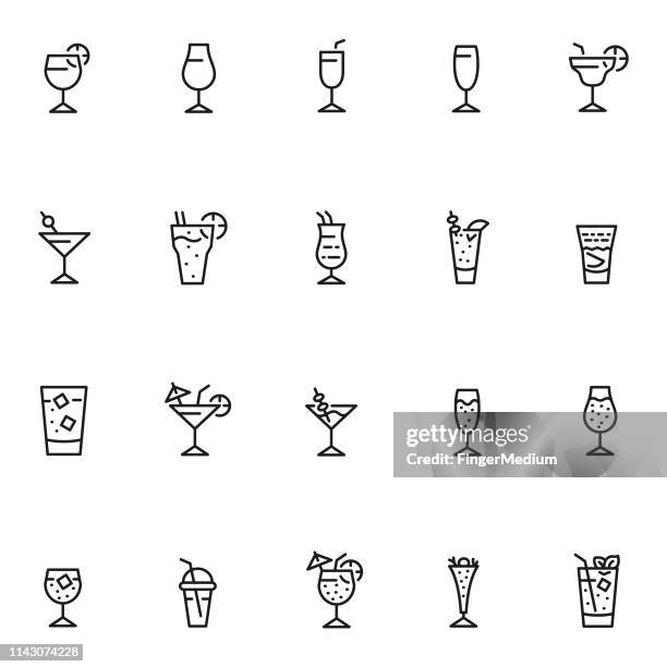 cocktails icon set - cuba libre stock illustrations