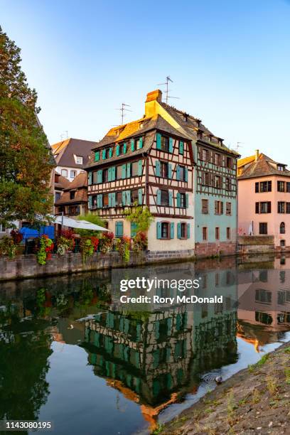 strasbourg canal reflections - alsatian stock pictures, royalty-free photos & images