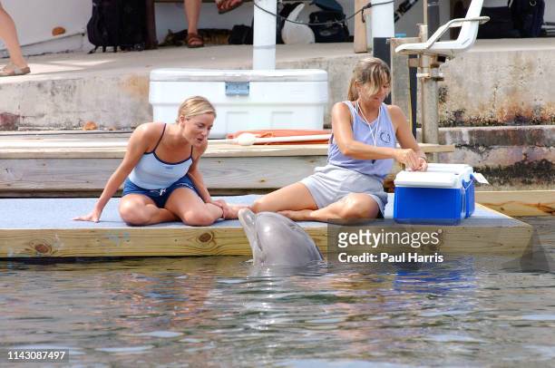 East Enders star Tamzin Outhwaite June 12, 2001 at the Marathon Dolphin Research center, Marathon, Florida Keys, Florida