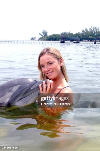 East Enders star Tamzin Outhwaite June 12, 2001 at the Marathon Dolphin Research center, Marathon, Florida Keys, Florida .