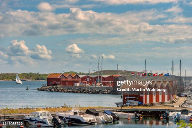 idyllic marina in western sweden - west buoy stock pictures, royalty-free photos & images