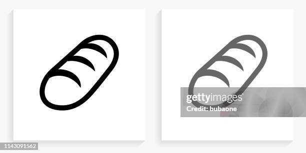 bread black and white square icon - bread loaf stock illustrations
