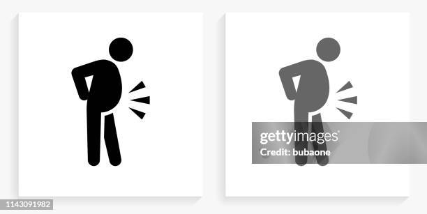 bildbanksillustrationer, clip art samt tecknat material och ikoner med fetma svart och vit fyrkantig ikon - obesity icon