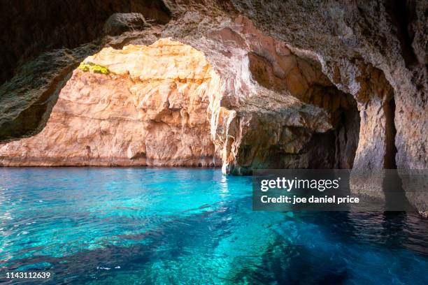 inside the pirate cave, blue grotto, qrendi, malta - la valletta foto e immagini stock