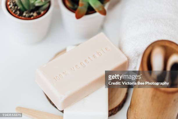 vegetable soap - seifenstück stock-fotos und bilder