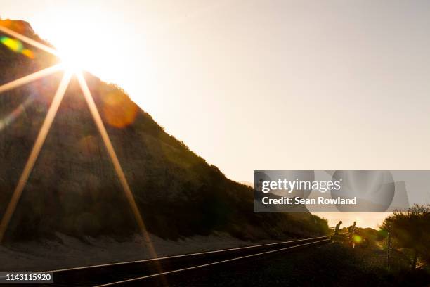 Train Tracks to cross to get to the 2014 Hurley Pro Trestles at Trestles, CA, USA.