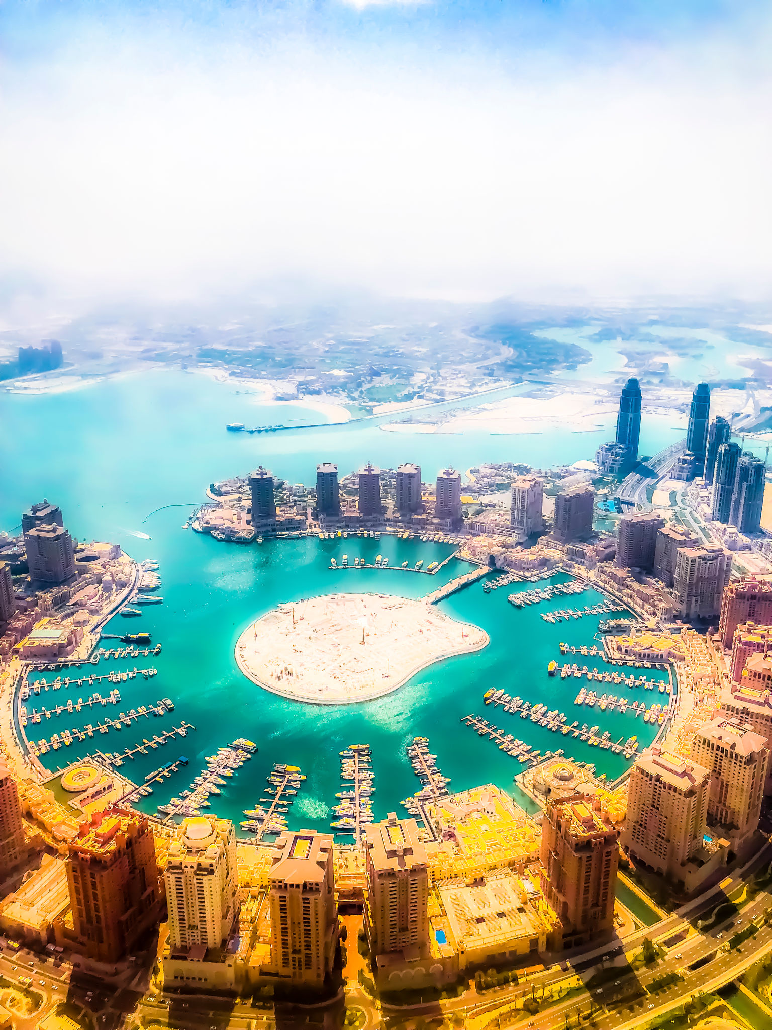 Doha city and the Pearl, aerial view - Qatar Doha city and the Pearl, aerial view - Qatar