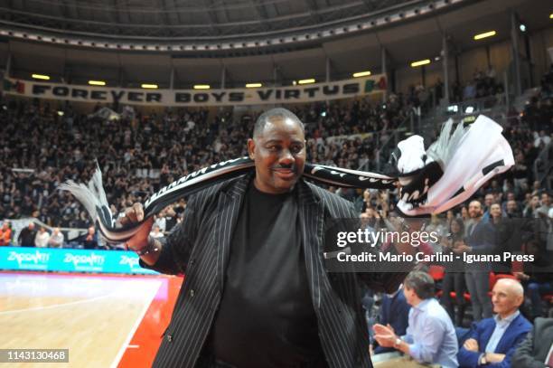 American player and NBA legend Micheal Ray Richardson, also Virtus Bologna ex player, attends the LegaBasket match between Virtus Segafredo Bologna...