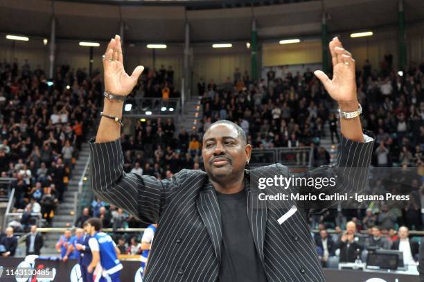 American player and NBA legend Micheal Ray Richardson, also Virtus Bologna ex player, attends the LegaBasket match between Virtus Segafredo Bologna...