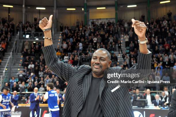 American player and NBA legend Micheal Ray Richardson, also Virtus Bologna ex player, attends the LegaBasket match between Virtus Segafredo Bologna...