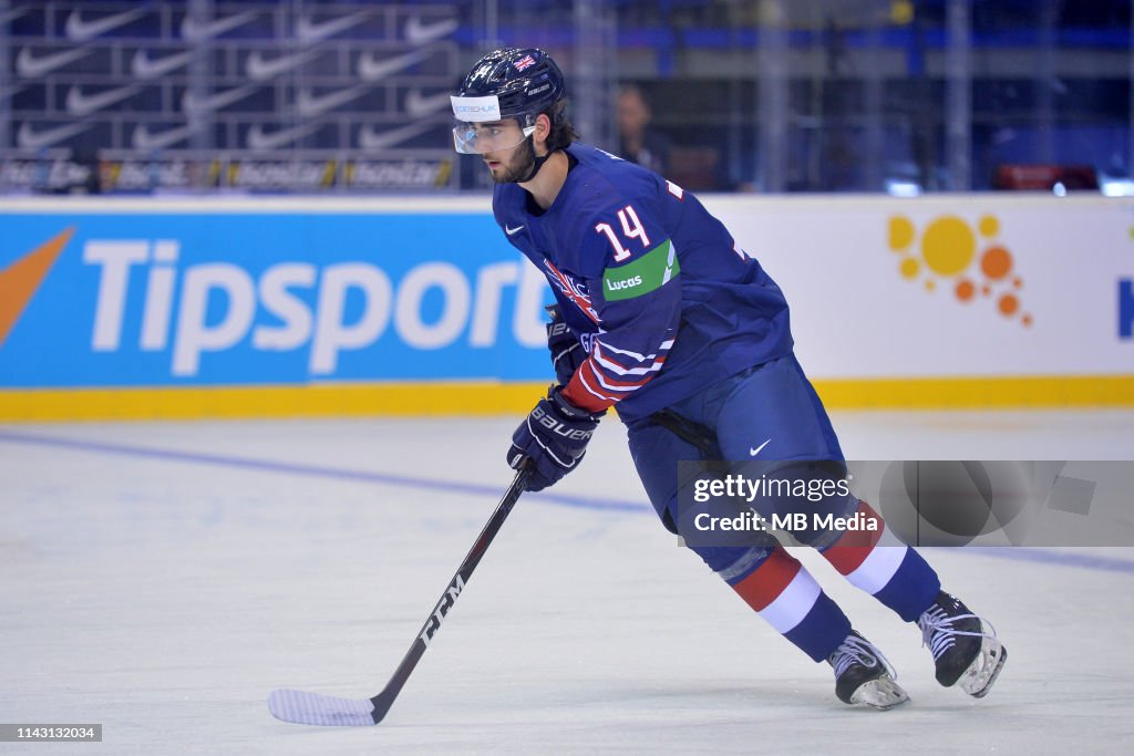 GBs Liam Kirk warms up during the 2019 IIHF Ice Hockey World... News