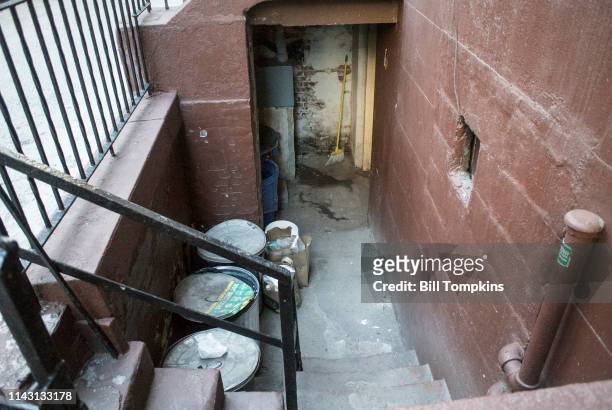 October 2016]: The home of the Marx Brothers at 179 East 93rd Street. They lived here from 1895 until 1909. This is the basement entrance....