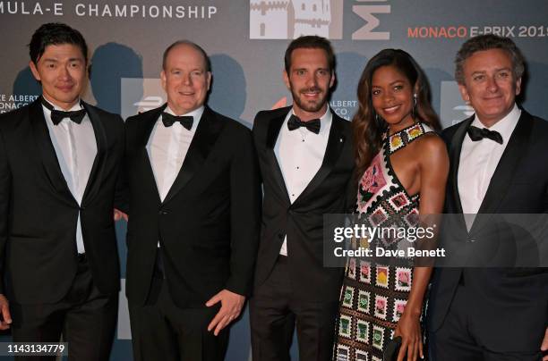 Rick Yune, Albert II, Prince of Monaco, 2019 Monaco E-Prix winner Jean-Eric Vergne, Naomie Harris and Formula E CEO Alejandro Agag attend The ABB FIA...