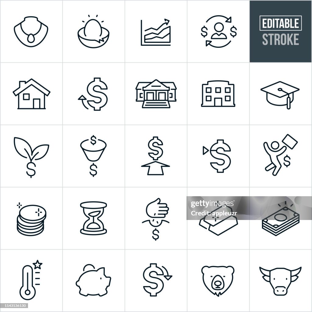 Investing Thin Line Icons - Editable Stroke