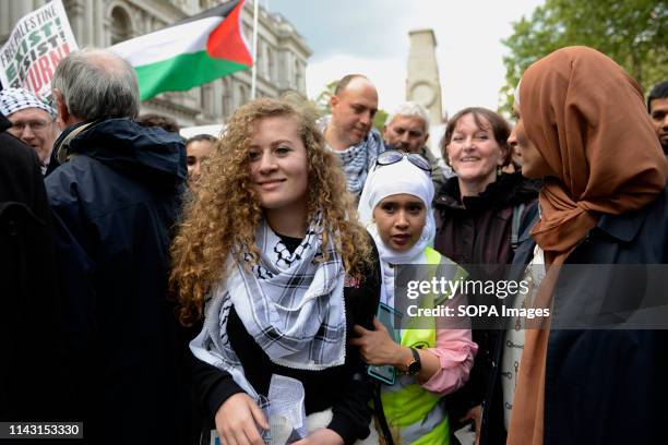 Palestinian human rights activist Ahed Tamimi seen taking part during the protest. Palestinian human rights activist Ahed Tamimi joined the National...