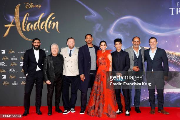 Numan Acar, Alan Menken, Guy Ritchie, Will Smith, Naomi Scott, Mena Massoud, Navid Negahban attend the movie premiere of "Aladdin" at UCI Luxe...