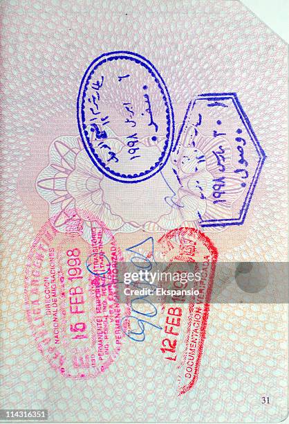 passport stamps - passport page stock pictures, royalty-free photos & images