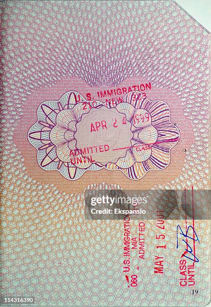 passport stamps - usa - passport page stock pictures, royalty-free photos & images