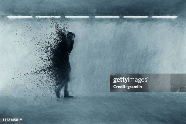 exploding walking in underground passage - cell destruction stock pictures, royalty-free photos & images