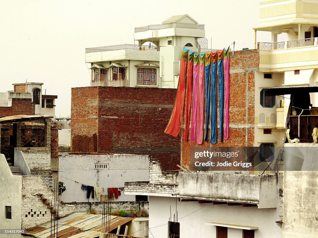 Saris hanging out to dry