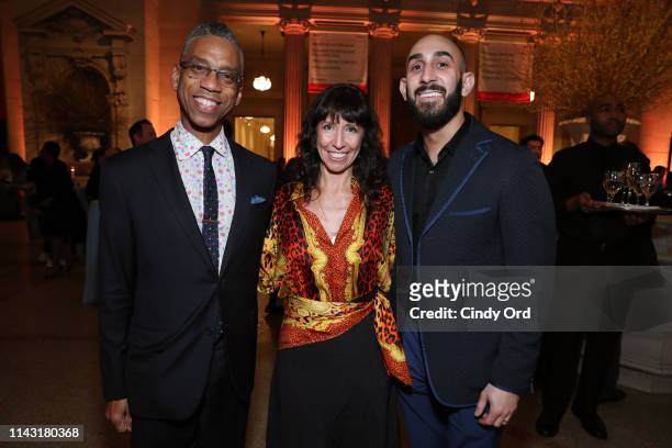 Vernon Scott, Lisa Leone and Jake Goldbas attend the YoungArts New York Gala at the Metropolitan Museum on April 16, 2019 in New York City.