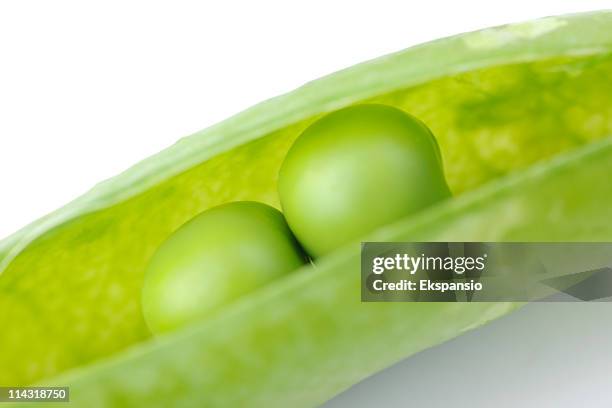 close-up of fresh green peas in a pod series - ärtskida bildbanksfoton och bilder