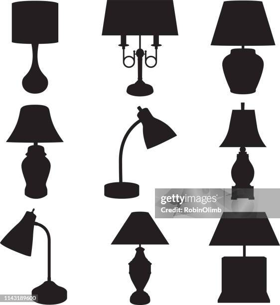 ilustrações de stock, clip art, desenhos animados e ícones de lamp silhouettes set - abajur