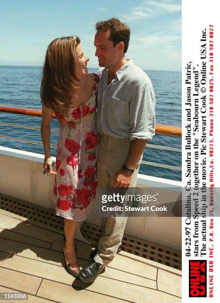 Catalina, Ca. Sandra Bullock and Jason Patric, stars from the movie Speed 2 together on the "Seabourn Legend". Teh ship used in the movie.
