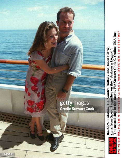 Catalina, Ca. Sandra Bullock and Jason Patric, stars from the movie Speed 2 together on the "Seabourn Legend". Teh ship used in the movie.