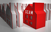 Property Scam Hoax Icon Depicting Mortgage Or Real Estate Fraud - 3d Illustration