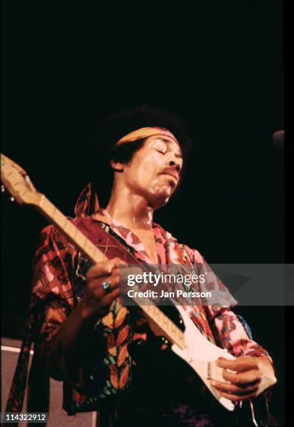 3rd SEPTEMBER: Jimi Hendrix performs live on stage at the KB-Hallen in Copenhagen, Denmark on 3rd September 1970.