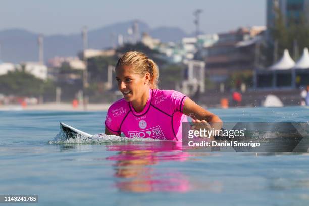 Stephanie Gilmore of Australia competing in the 2014 Billabong Women's Rio Pro at Barra da Tijuca, Rio de Janeiro, Brazil.